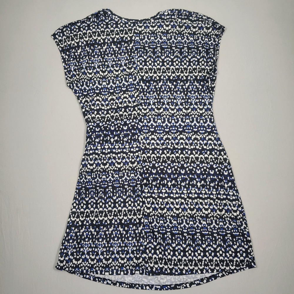 Nicole Miller Dress Women XXL Blue Abstract Knot Front Jersey Knit Short Sleeve - Picture 2 of 10